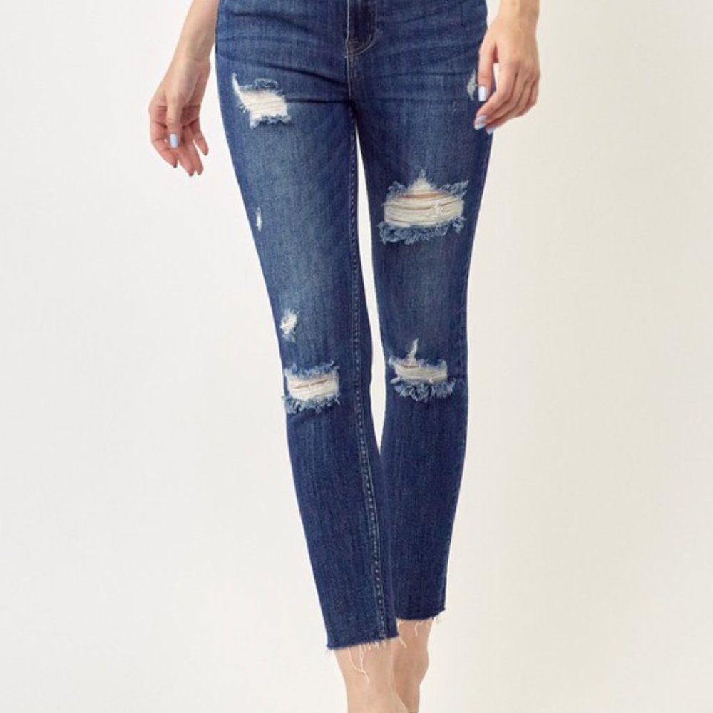 Risen High Rise Distressed Relax Fit Skinny